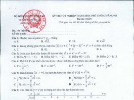 Đề thi thử thpt quốc gia 2022 môn toán