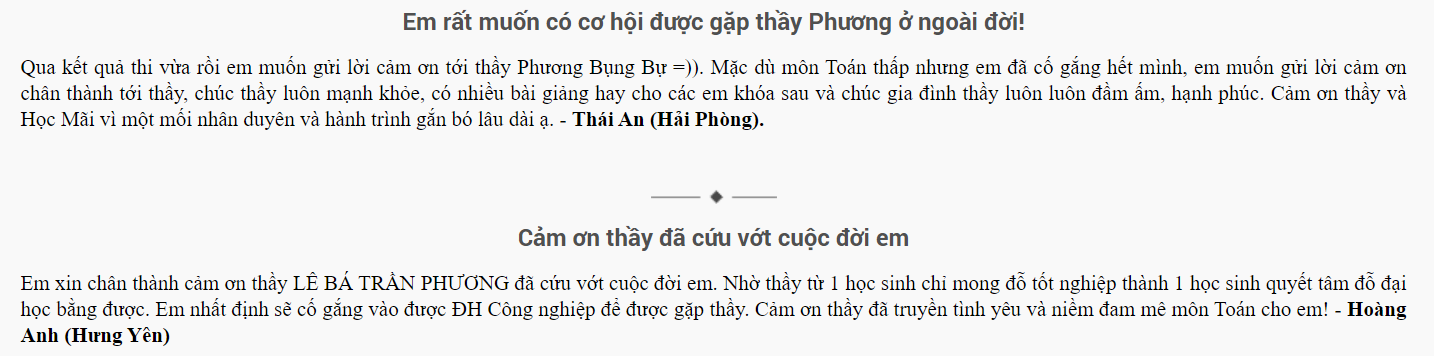 Học sinh nói gì về thầy Lê Trần Bá Phương