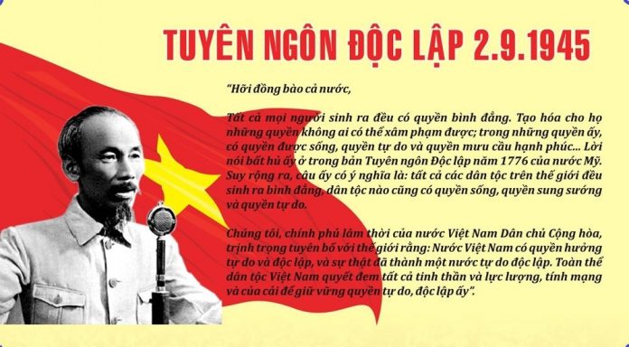 Tóm tắt tiểu sử Hồ Chí Minh văn 12 (Tuyên Ngôn Độc Lập)