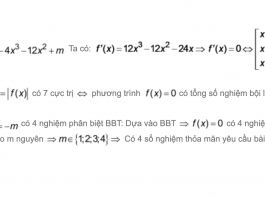 Tìm m để hàm số có 7 cực trị (ví dụ 3) - Đáp án