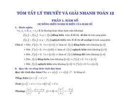 Công thức giải nhanh toán 12