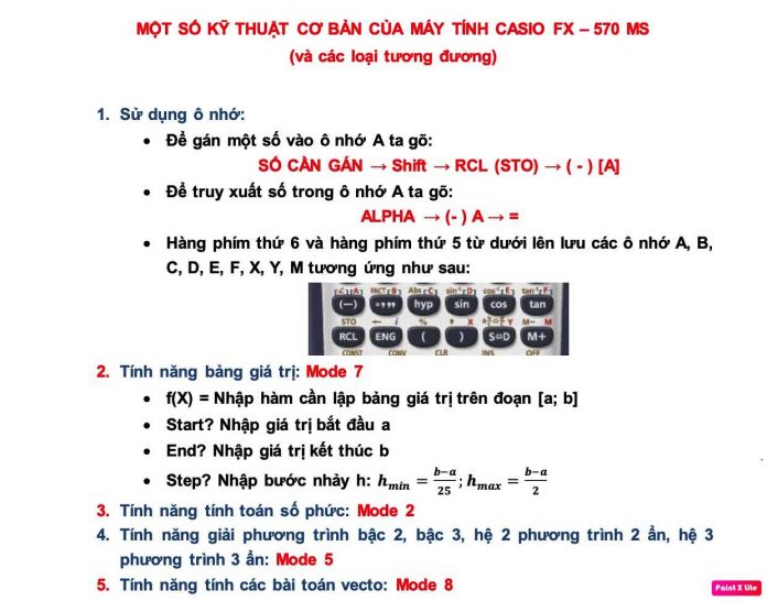 Công thức giải nhanh toán 12 bằng máy tính